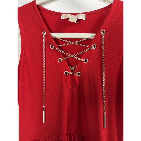 Michael Kors Red Luxury Designer Blouse Dress Valentine Baddie Bombshell Size P - Picture 4 of 8